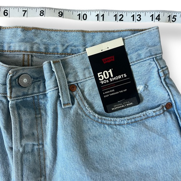 Levi's 501 90s High Rise Distressed Shorts Size 28 NWT - Picture 7 of 11